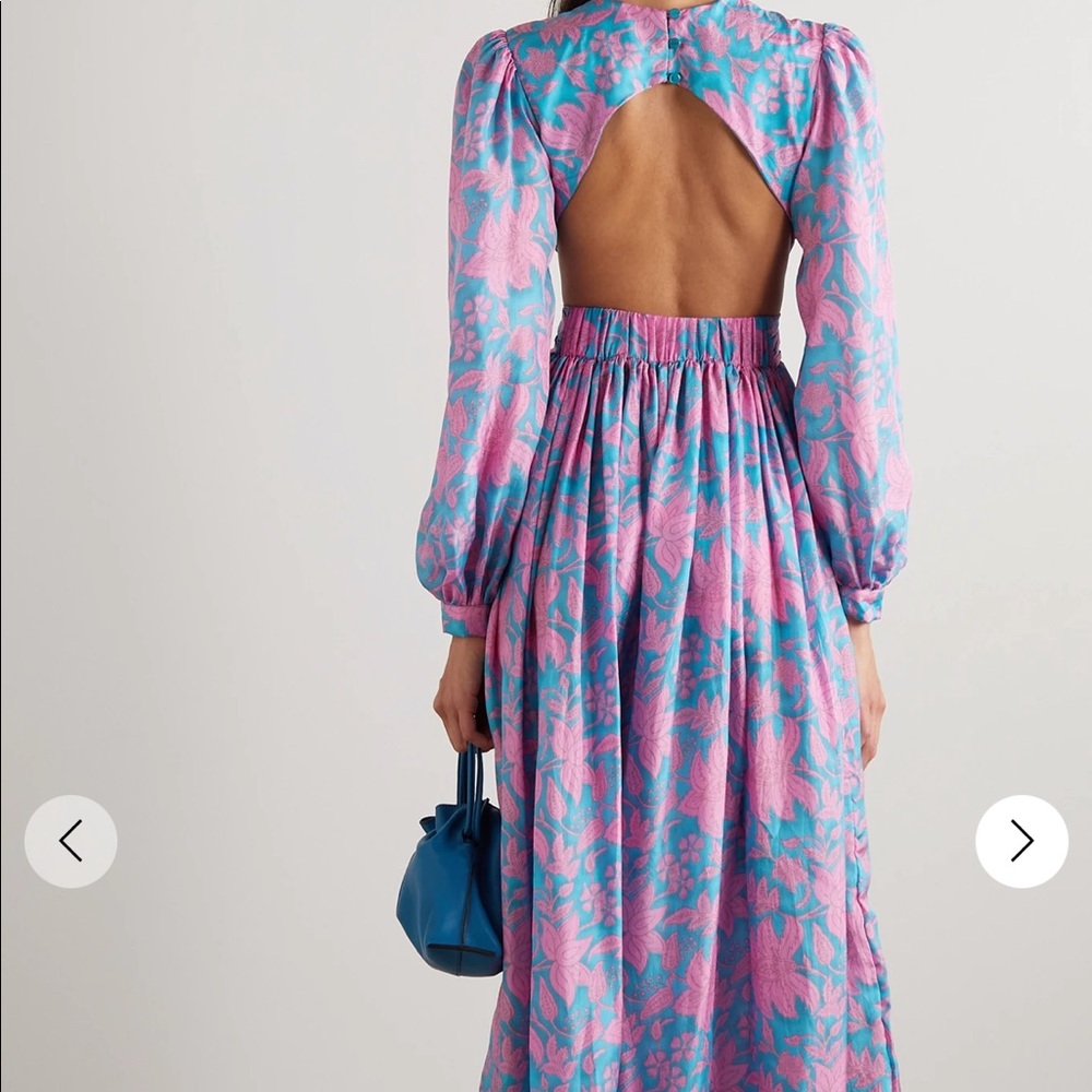 Hannah Artwear Rio open-back floral-print silk-habotai maxi dress with tags, xs